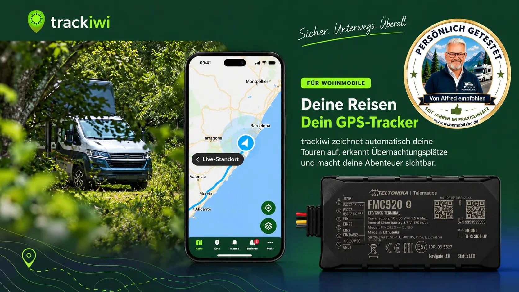 GPS-Tracker, Wohnmobil Sicherheit, Diebstahlschutz, GPS-Ortung, trackiwi